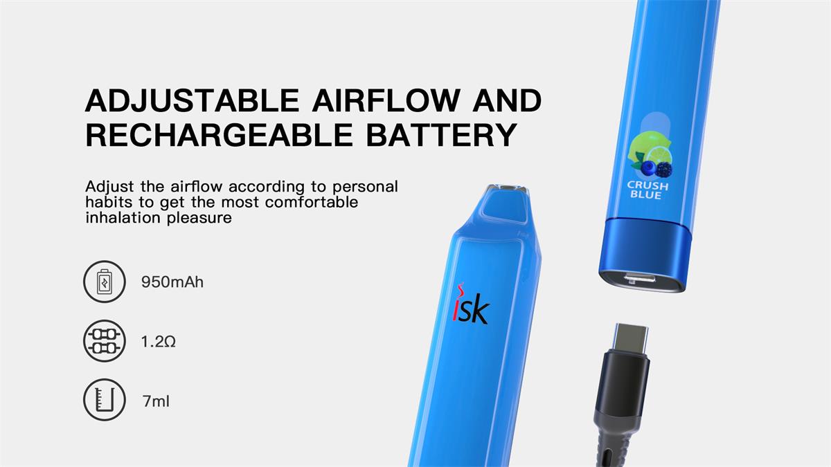 ISK013 3000 Puff Vape Sekali Pakai dengan aliran udara yang dapat disesuaikan dan baterai isi ulang 